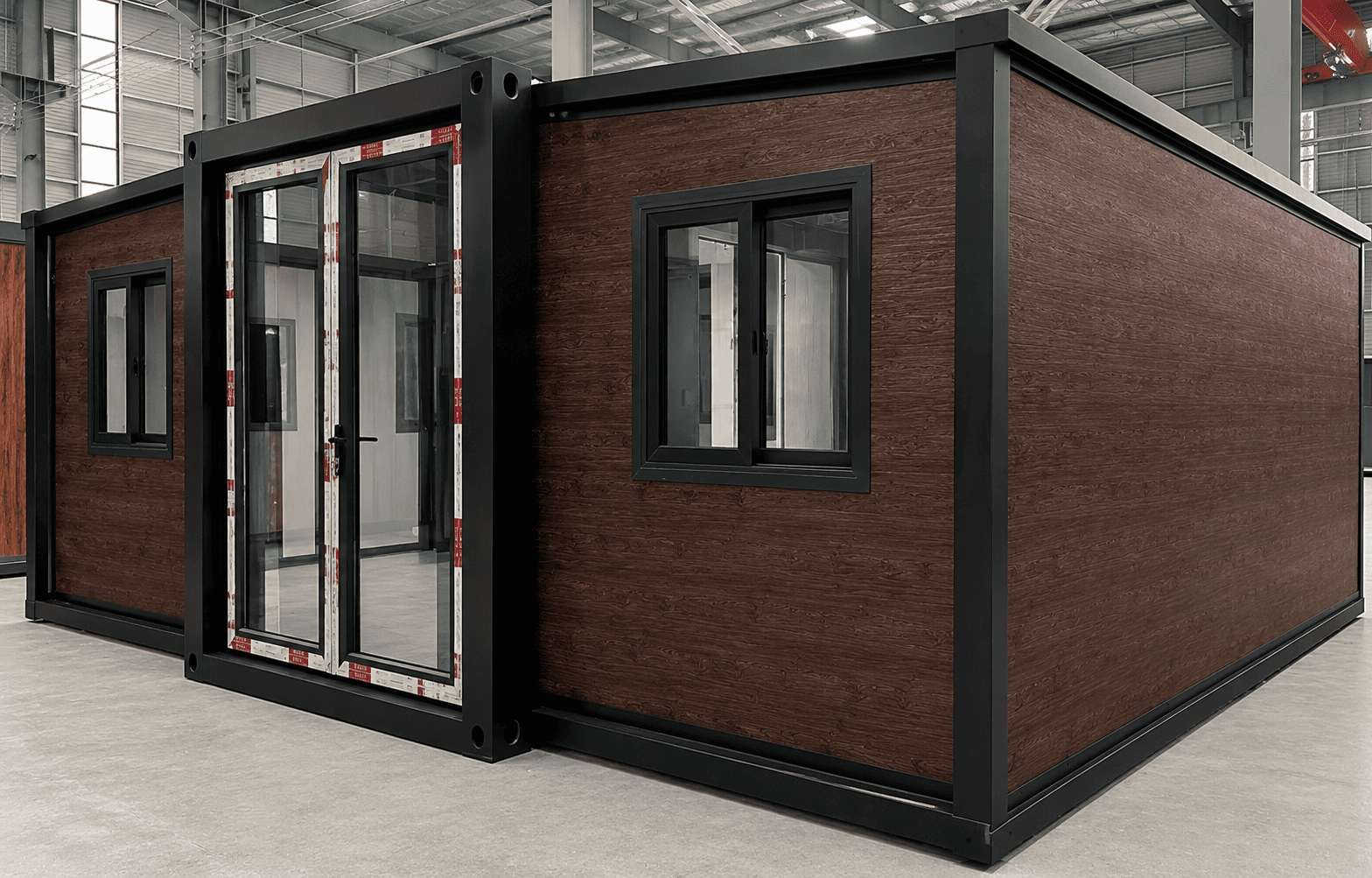 Расширяемый контейнерный дом Casa Box 20 футов | Номер &laquo;Темное дерево&raquo; с 2 спальнями и 1 ванной