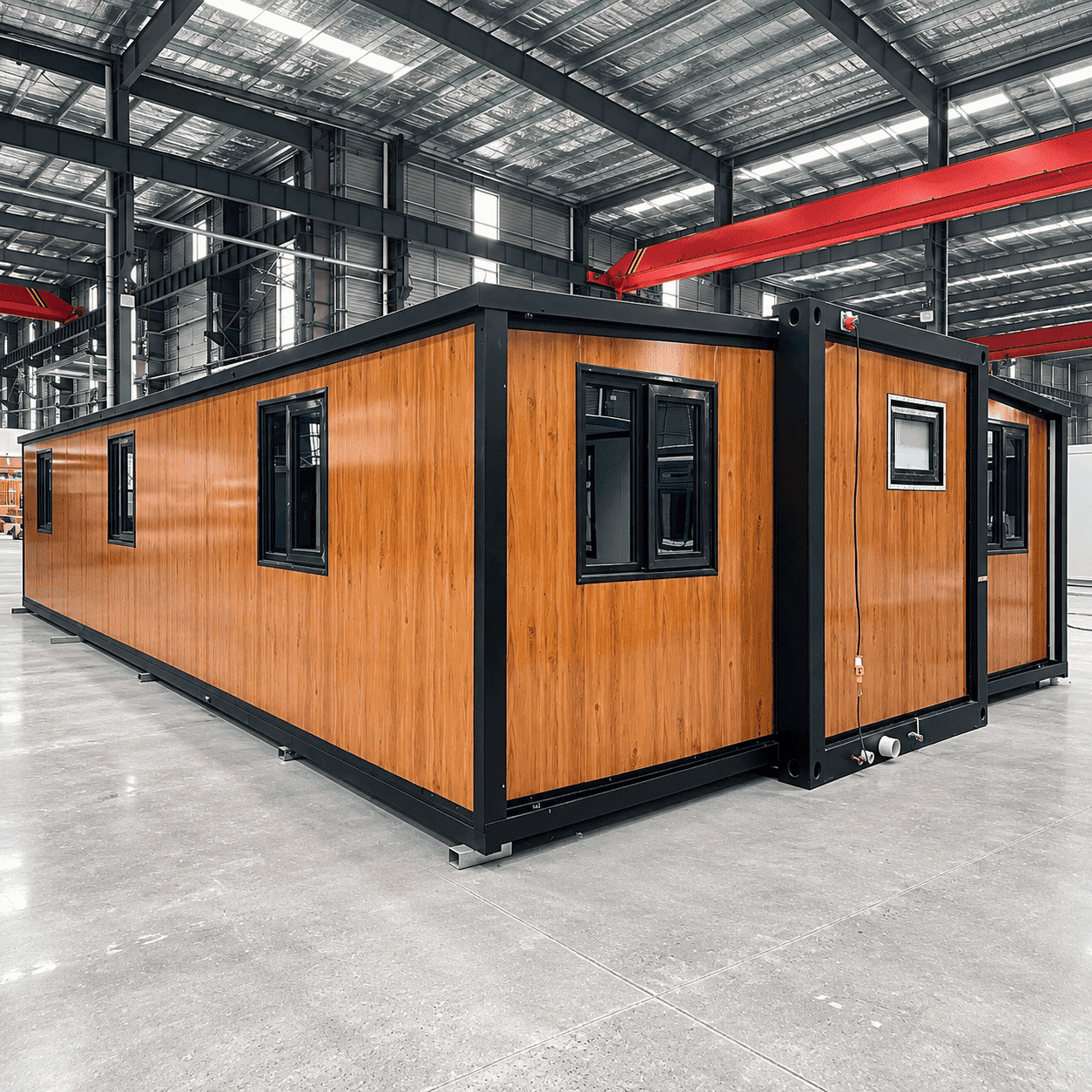 Расширяемый контейнерный дом Casa Box 40 футов | Черная рамка из глянцевого дерева