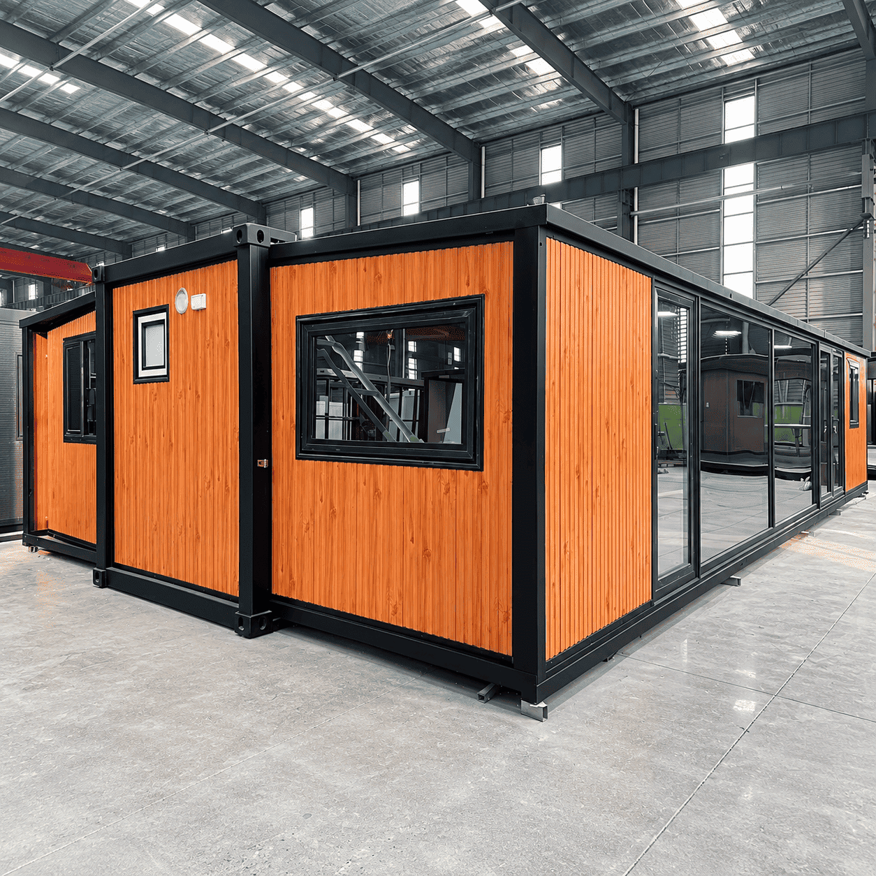 Расширяемый контейнерный дом Casa Box 40 футов | Высококачественный архитектурный сборный дом из вертикального рифленого дерева для наружного применения